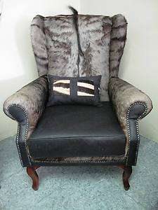 African Blue Wildebeest Wingback with Full Grain Leather  