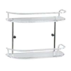  Two Level Shelf Unit with Railings and Chrome Mounting 