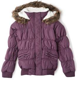 Aubergine (Purple) Furry Hood Puffer Jacket  224987858  New Look