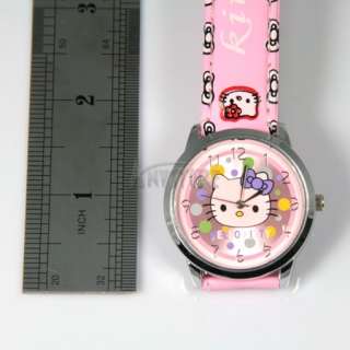 Pink cute lovely colorful Hellokitty Quartz Wrist Watch Kids Children 