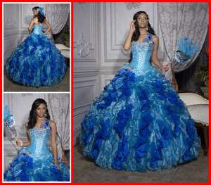 Blue Quinceanera Wedding dress Bridal Bridesmaid Gown/Prom Ball 