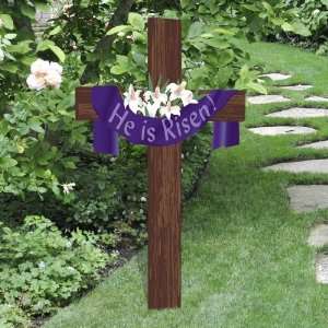 He Is Risen Cross Easter Christian Yard Sign Patio, Lawn 