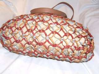  WOVEN LEATHER COTTON TOTE BAG  