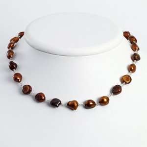  Sterling Silver Brown Freshwater Cultured Pearl Necklace 