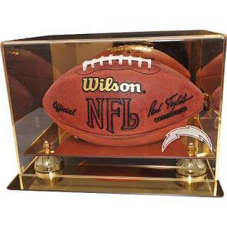 Football Display Cases Caseworks San Diego Chargers Gold Mirror 