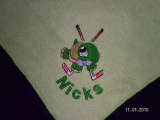 Personalized Embroidered Baby Blanket Hockey Turtle  