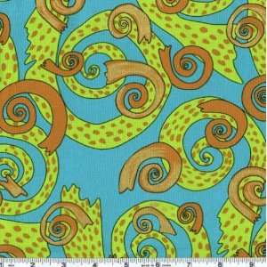  45 Wide Buddha Party Large Swirls Teal Fabric By The 