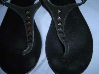 OLD NAVY Black Suede Stud Detailed Thong Sandal Shoes 9  