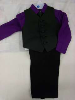 new boy purple shirt vest tie pants set 1 yr 2t 3t birthday party 