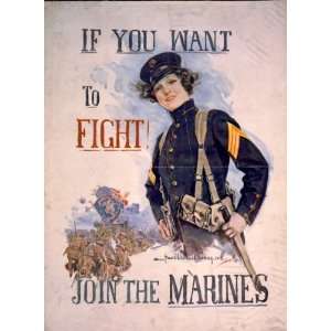   poster If you want to fight Join the Marines / Ho