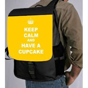  Keep Calm and have a Cupcake   Yellow Back Pack   School 