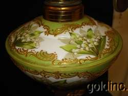 Great 19th C.Sevres Floral Enameled Kerosene Banquet Lamp N/R  