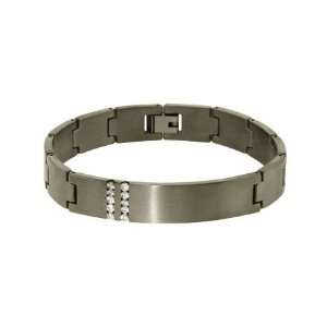  Mens Titanium ID Link Bracelet with CZ Eves Addiction Jewelry
