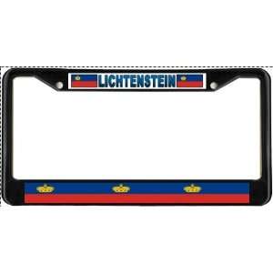 Liechtenstein Flag Black License Plate Frame Metal Holder