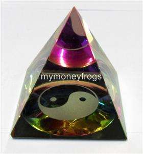 Chinese Feng Shui Ying Yang Crystal Clear Pyramid REIKI  