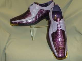   Purple & Lavender Goldtip Faux Croc Dress Shoes Viotti 9402 049  