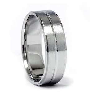    Mens 14K White Gold Flat Comfort Fit Wedding Ring Band Jewelry