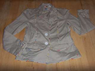 Womens BEN SHERMAN Tan Khaki Cotton Stretch BLAZER Jacket Coat MEDIUM 