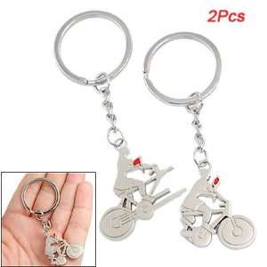  Como Lovers Silver Tone Tandem Bicycle Riders Pendant 
