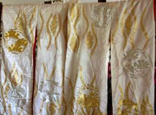 Embroidered gold/silver Ceremonial Kimono on White Silk  