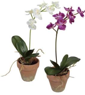 Set 6 Artificial Potted Purple Orchid Phalaenopsis  