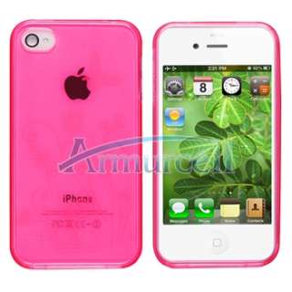rosa Blumen Plastik CASE+PRIVACY SCREEN FILTER Protector für iPhone 4 