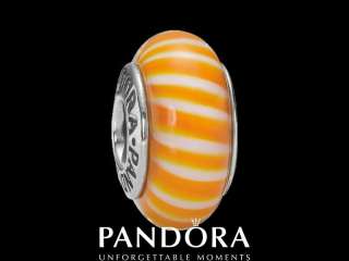Original Pandora Bead 790679 Silber Murano orange/weiß  