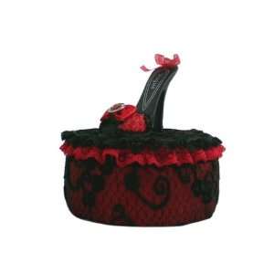  Romance Shoe Lace Jewelry Box   Red & Black