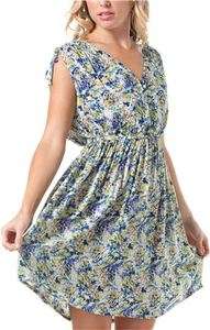 Angie Floral Spray Dress New Blue Printed Woven Dress  
