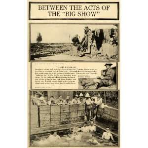  1918 Print English Soldiers Free Time Smoking Bath WWI 