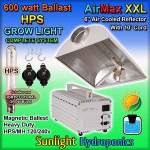NEW 600 WATT HPS GROW LIGHT SYSTEM 600W 6 REFLECTOR HOOD SUN 120V 