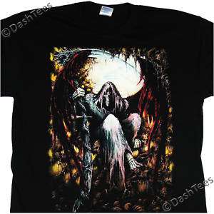 GRIM REAPER RED WINGS SKULLS MOON GOTHIC NEW T SHIRT  