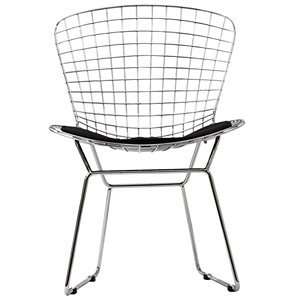  Bertoia Style Side Chair with Black Cushion