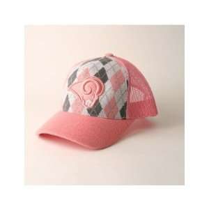   Louis Rams Pink Argyle Trucker Style Ball Cap Hat