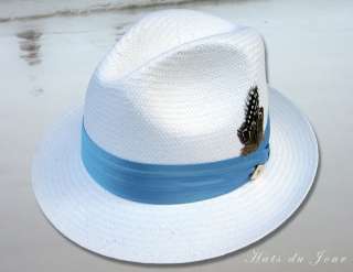 Stacy Adams Toyo Straw w/Ice Blue Hatband Dress Hat  