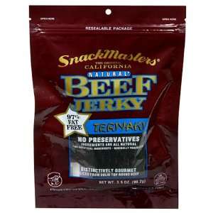 SnackMasters California Style Beef Jerky, Teriyaki, 3.5 Ounce Packages 