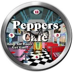    PEPPERS 14 Inch Cafe Metal Clock Quartz Movement