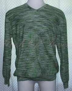 Perry Ellis Mens Cotton Space Dye Long Sleeve V Neck Sweater Shirt 