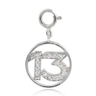 Just Turned Teen Heart Number 13 Charm Sterling Silver, Made in the 