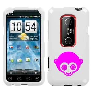  HTC EVO 3D PINK MONKEY ON A WHITE HARD CASE COVER 