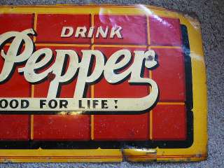 Old 1941 Tin Dr Pepper Good For Life Soda Pop Bottle Sign 10 2 4 