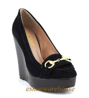 Awesome Urban Tall Moccasin Wedge Pumps Shoes Black 10  