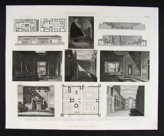 1874 Print   Roman Architecture of Pompeii Herculaneum  
