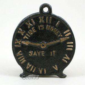 CAST IRON BANK CLOCK TIME IS MONEY  