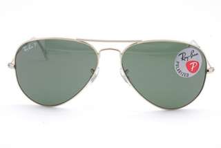New RAY BAN Sunglasses Authentic RB 3025 001/58 Gold Green POLARIZED 