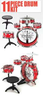 11 PC Kids Drum Set Red Boy Girl Musical Instrument Toy Music Band 