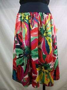 New Womens RAFAELLA Multi Color Satin Floral Skirt 1X  