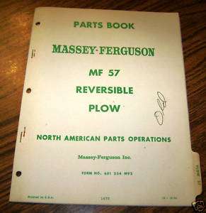 Massey Ferguson MF 57 Reversible Plow Parts Catalog  