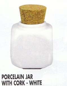 DL Porcelain jar with Cork white Dappen Dish  