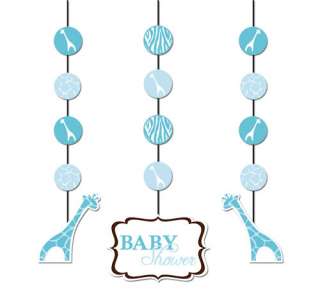 Baby Shower Party Wild Safari Blue Hanging Cutouts 3 Pack  
